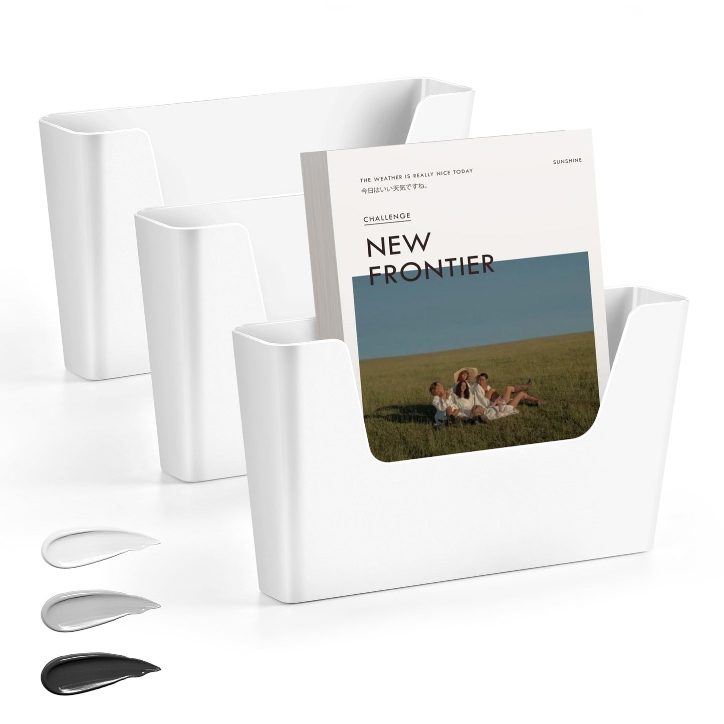 JOMOLA No Drilling File Holder 3 Pack Mail Organizer Wall Mount File Organizer Holder Office Wall