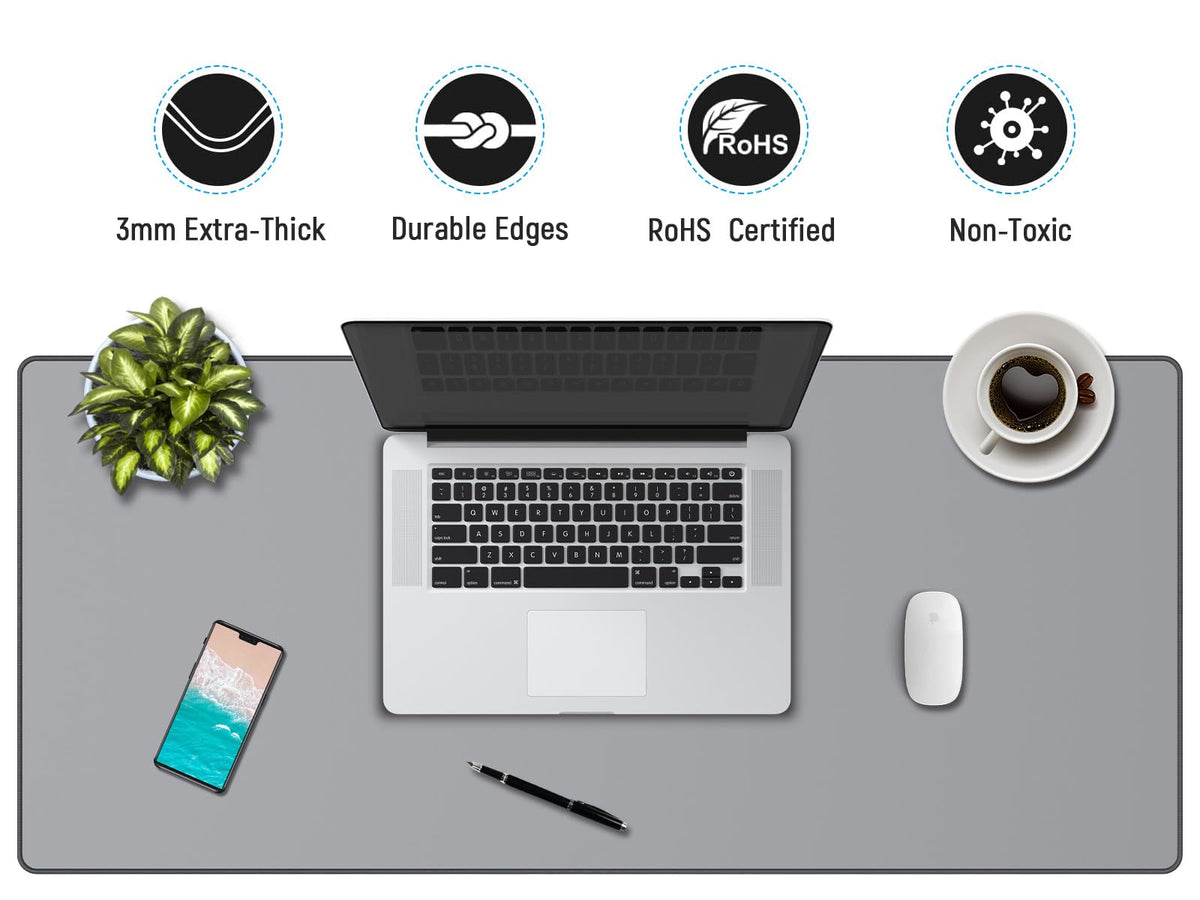 JIALONG Desk Mat - Large Desk Pad, Gaming Mouse Pad, Office Desk Protector with Anti-slip Base