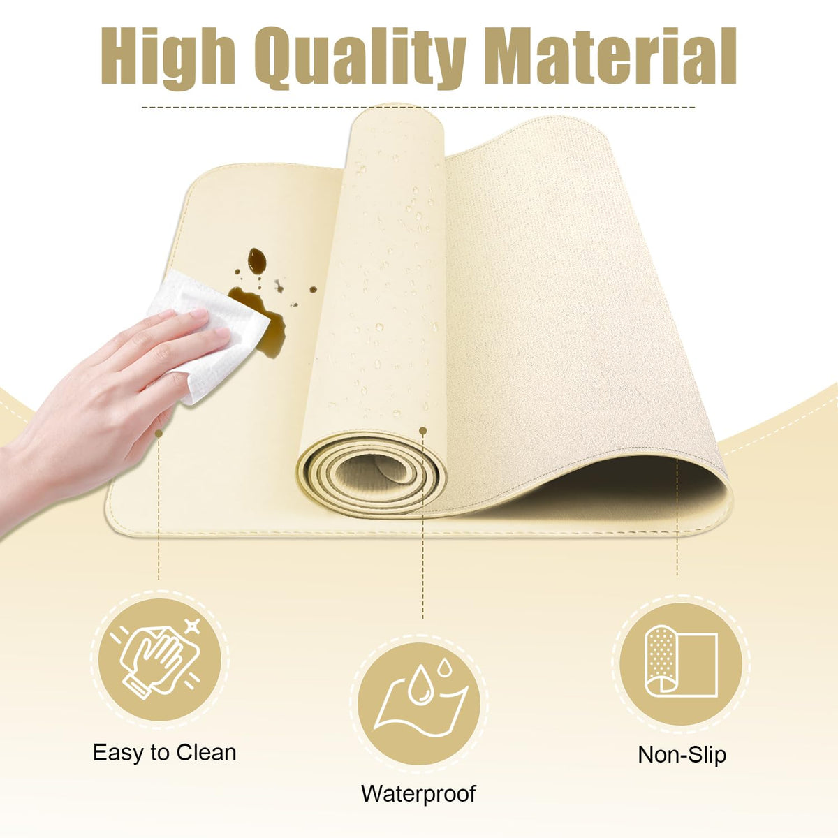 Leather Desk Pad Protector, 39.4'' X 17'' Large Mouse Pad, Office Desk Mat, Non-Slip PU Leather &