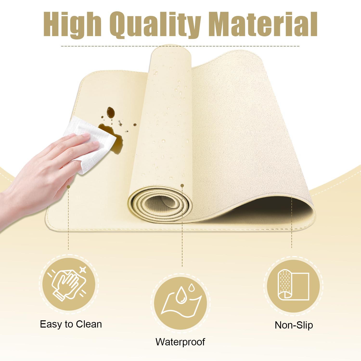 Leather Desk Pad Protector, 39.4'' X 17'' Large Mouse Pad, Office Desk Mat, Non-Slip PU Leather &