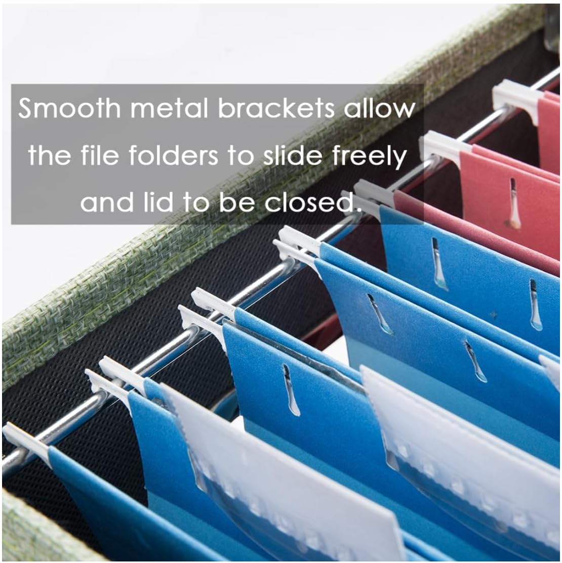 PRANDOM File Organizer Box - Set of 4 Collapsible Decorative Linen Filing Storage Hanging File