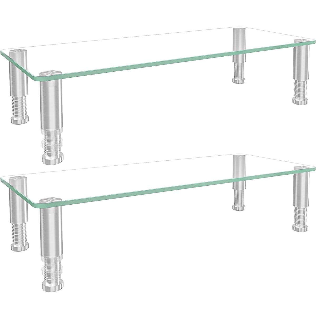 2 Pack Computer Monitor Riser with Height Adjustable Multi Media Desktop Stand for Flat Screen LCD