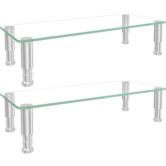 2 Pack Computer Monitor Riser with Height Adjustable Multi Media Desktop Stand for Flat Screen LCD