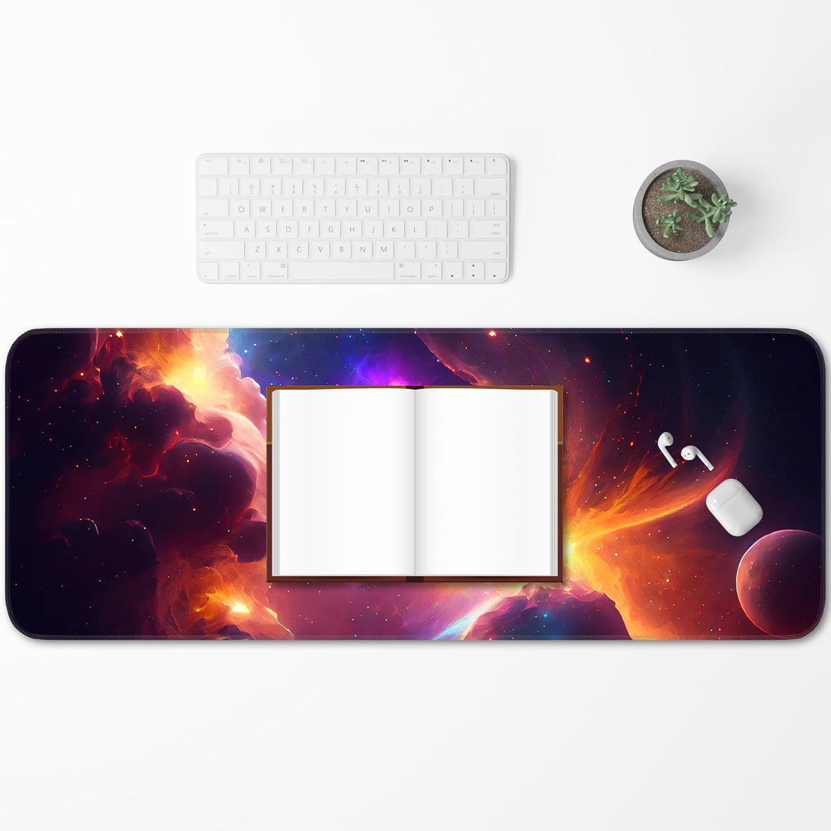 Opiuoezi Gaming Mouse Pad, Galaxy Starry Sky Non-Slip Rubber Base with Seam Edge Mouse Pad, Extra