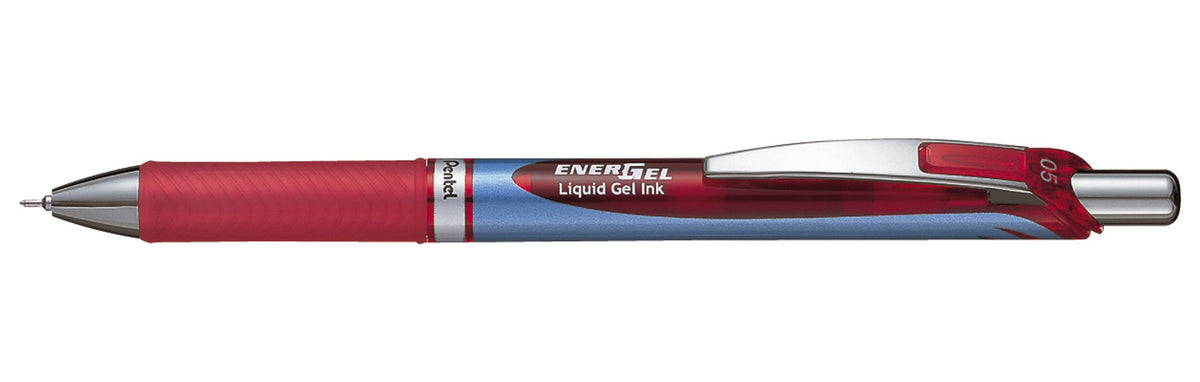 Pentel Energel Xm Gel Rollerball Retractable Pen 0.5 mm Tip 0.25 mm Line - Red Ref BLN75-B (Pack of