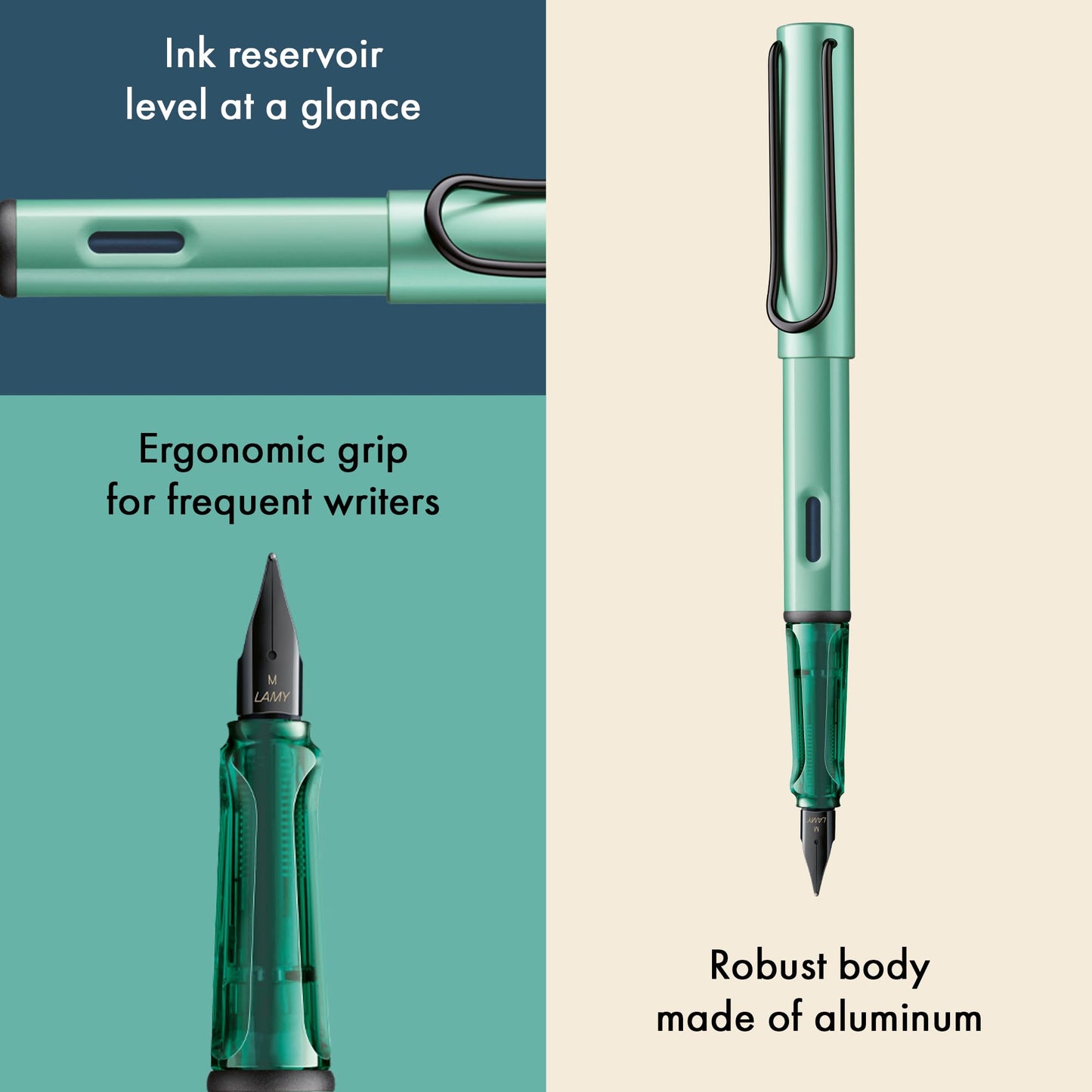 LAMY AL-star mint - Fountain Pen with ergonomic grip & polished steel nib in size M - lightweight