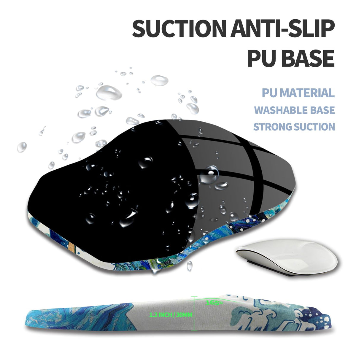 Gleamtide Ergonomic Raised Mouse Pad Wrist Support with Bilateral Slope Memory Foam Mousepad for