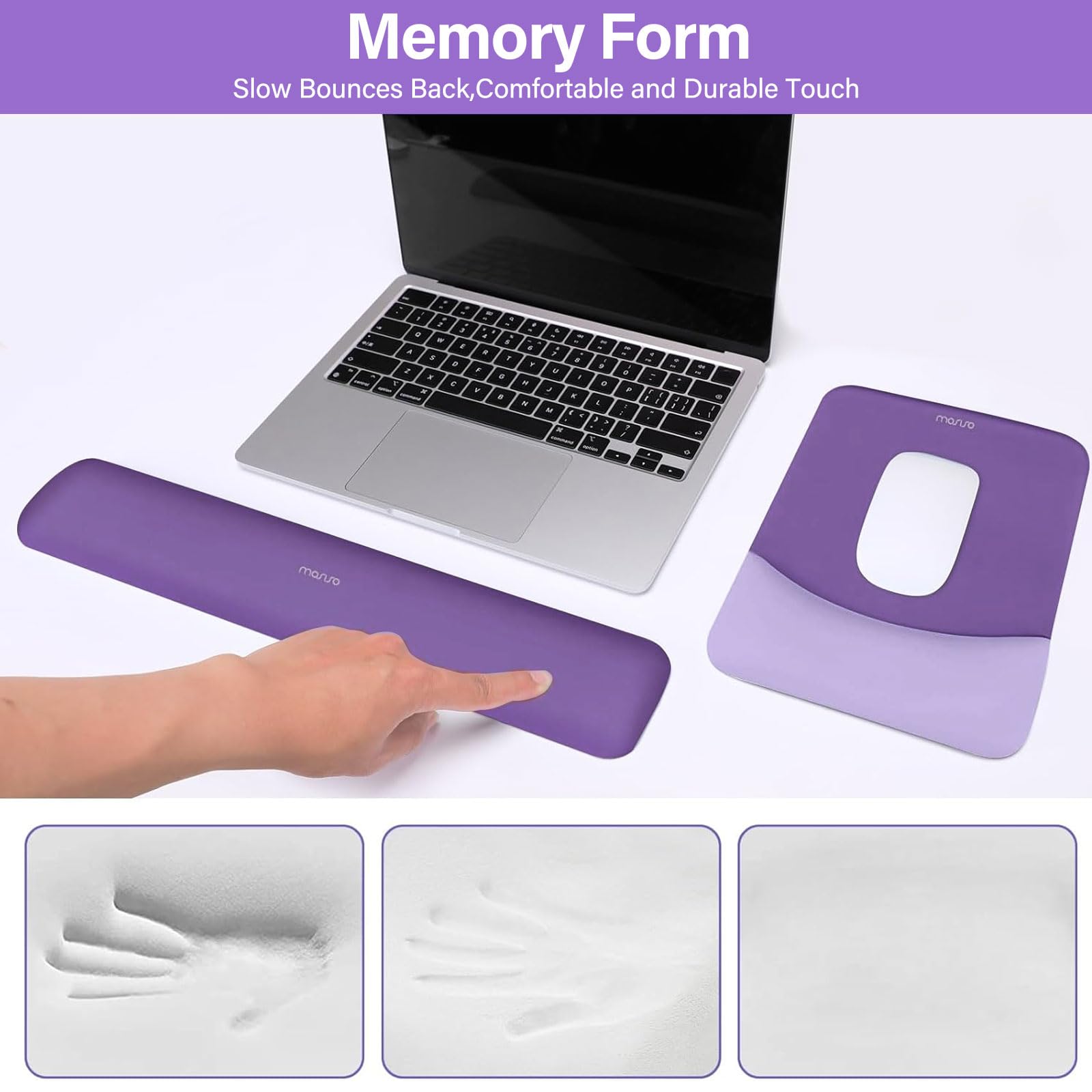 MOSISO Wrist Rest Support Mouse Pad & Keyboard Set, Imperial Purple