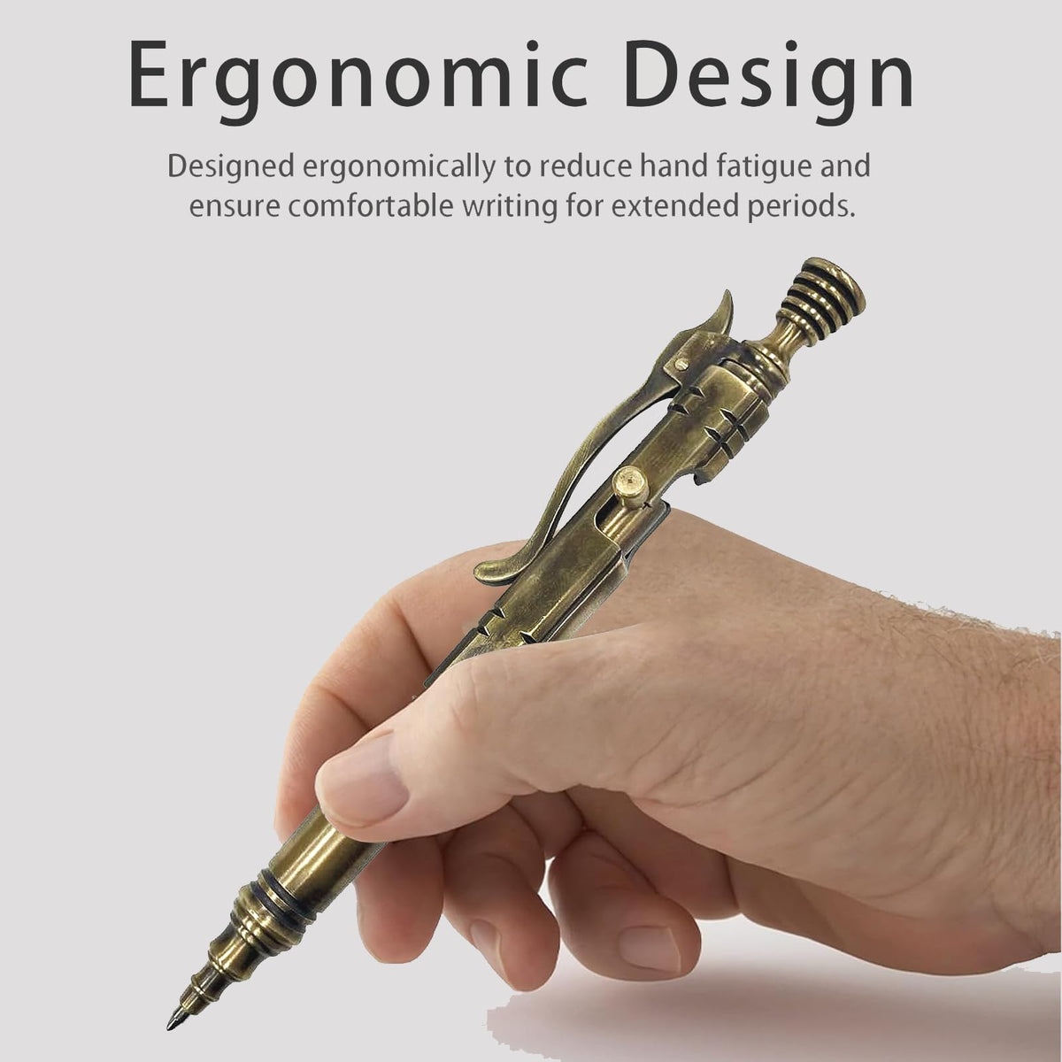 Dr.Metalleung Vintage Bolt Action Pen: Heavy-Duty EDC Brass Ballpoint Pen with Retractable