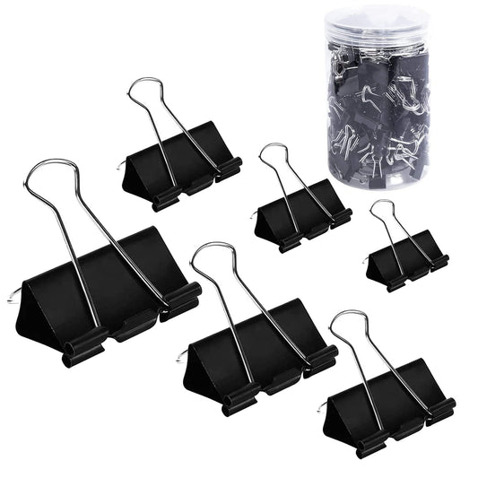 Binder Clips Paper Clamps Assorted Sizes 200 Count (Black)