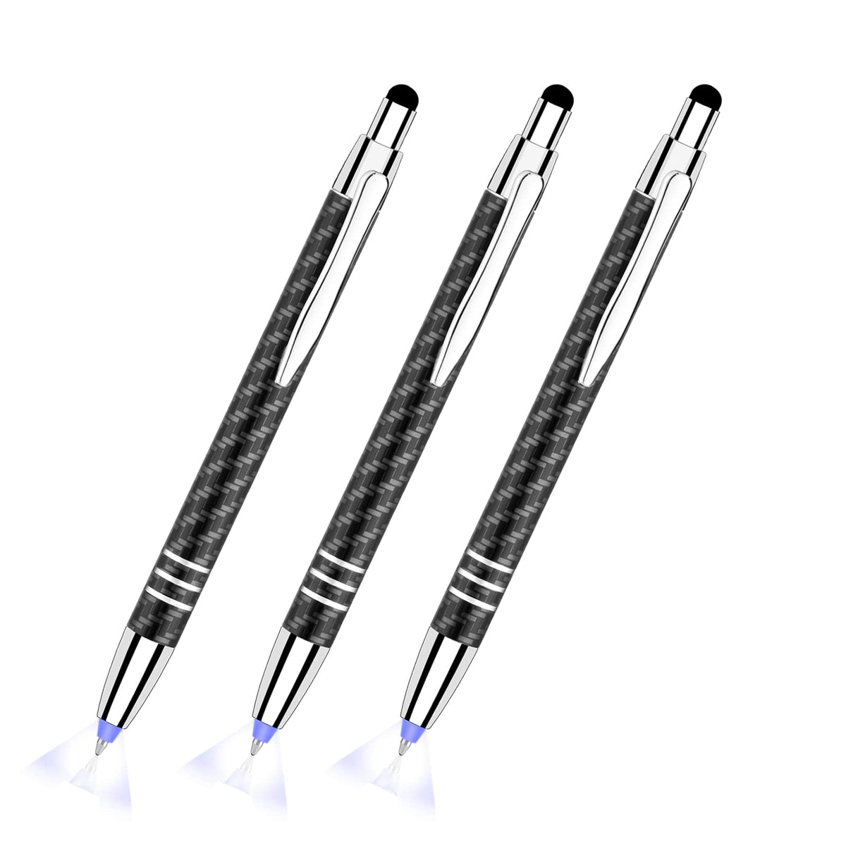 Glovion Lighted Tip Pen With Stylus 3-in-1 - LED Penlight Ballpoint Pen for Writing in the Dark