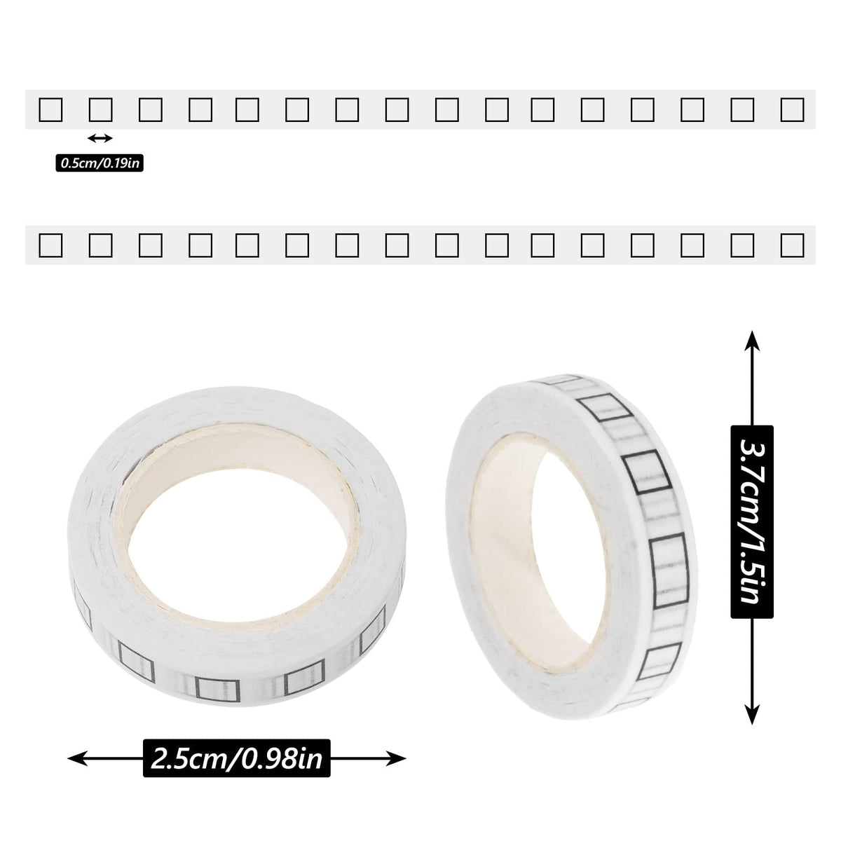 NUOMI 6 Pcs Checkbox Washi Tape, 8MM Thin Self Adhesive Craft Planner Tape for Home, School