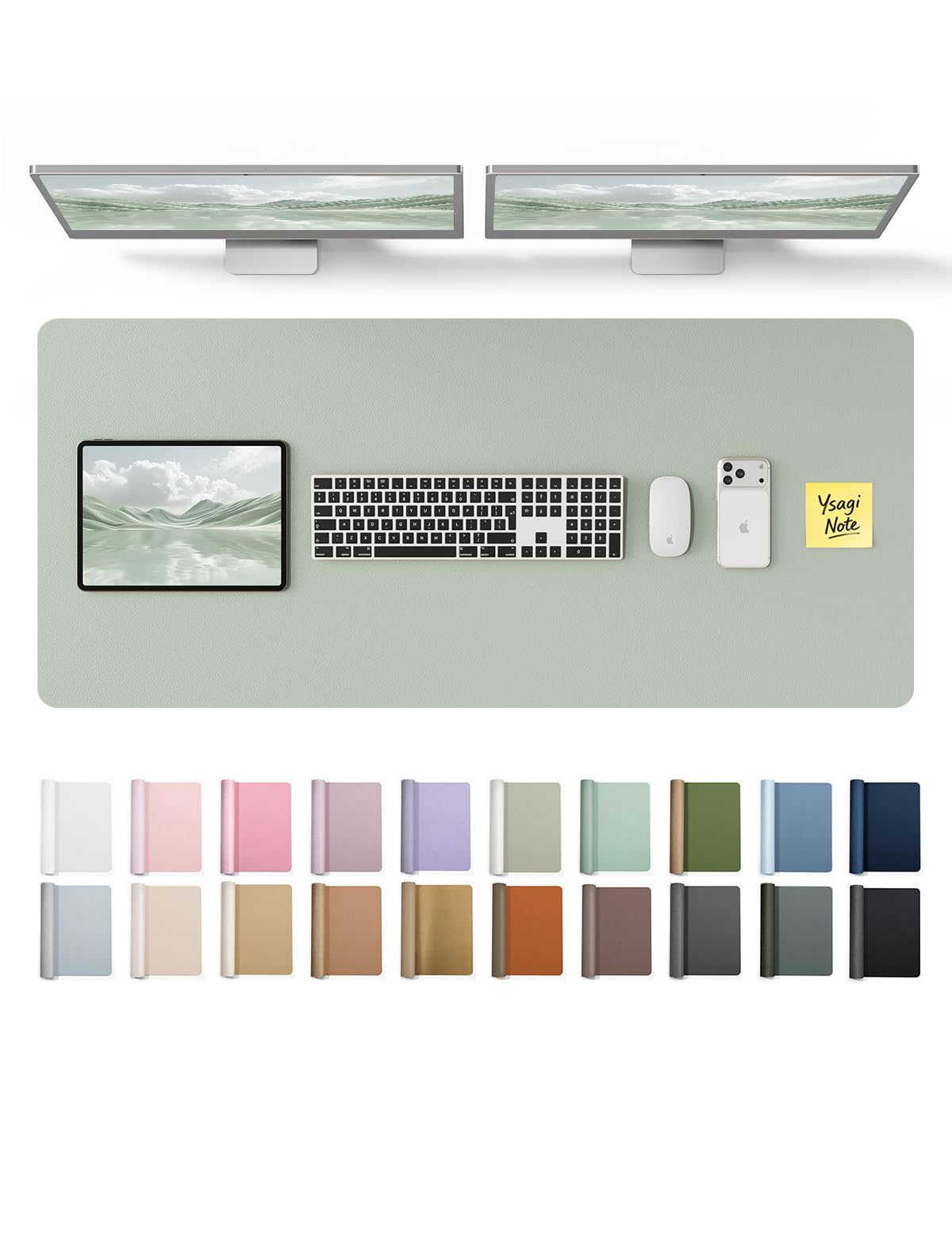 YSAGi Leather Desk Pad Protector, Office Desk Mat, Large Mouse Pad, Non-Slip PU Leather Desk