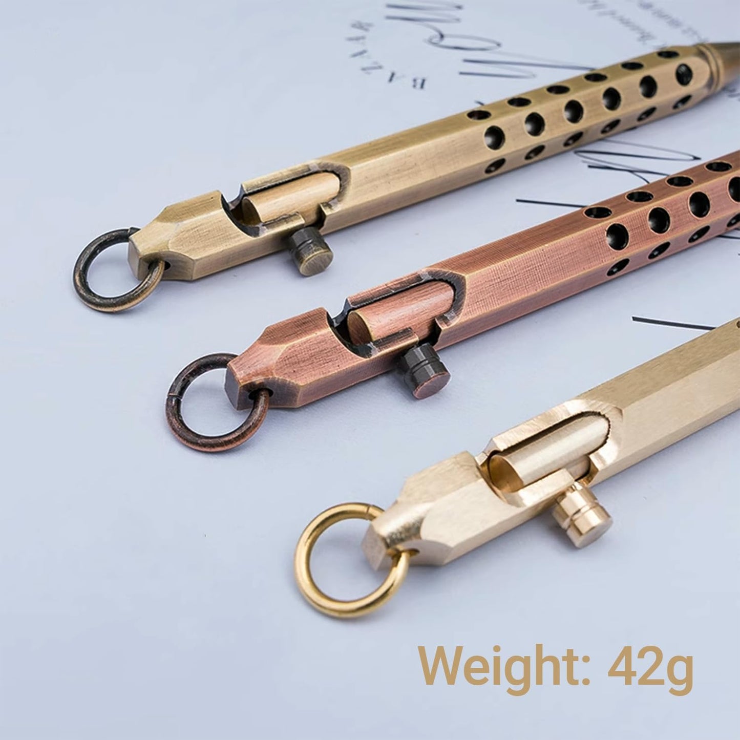Origin-Joy 2 Pack Bolt Action Pen Set, Six Edge Solid Brass EDC Pocket Tactical Pen With 20