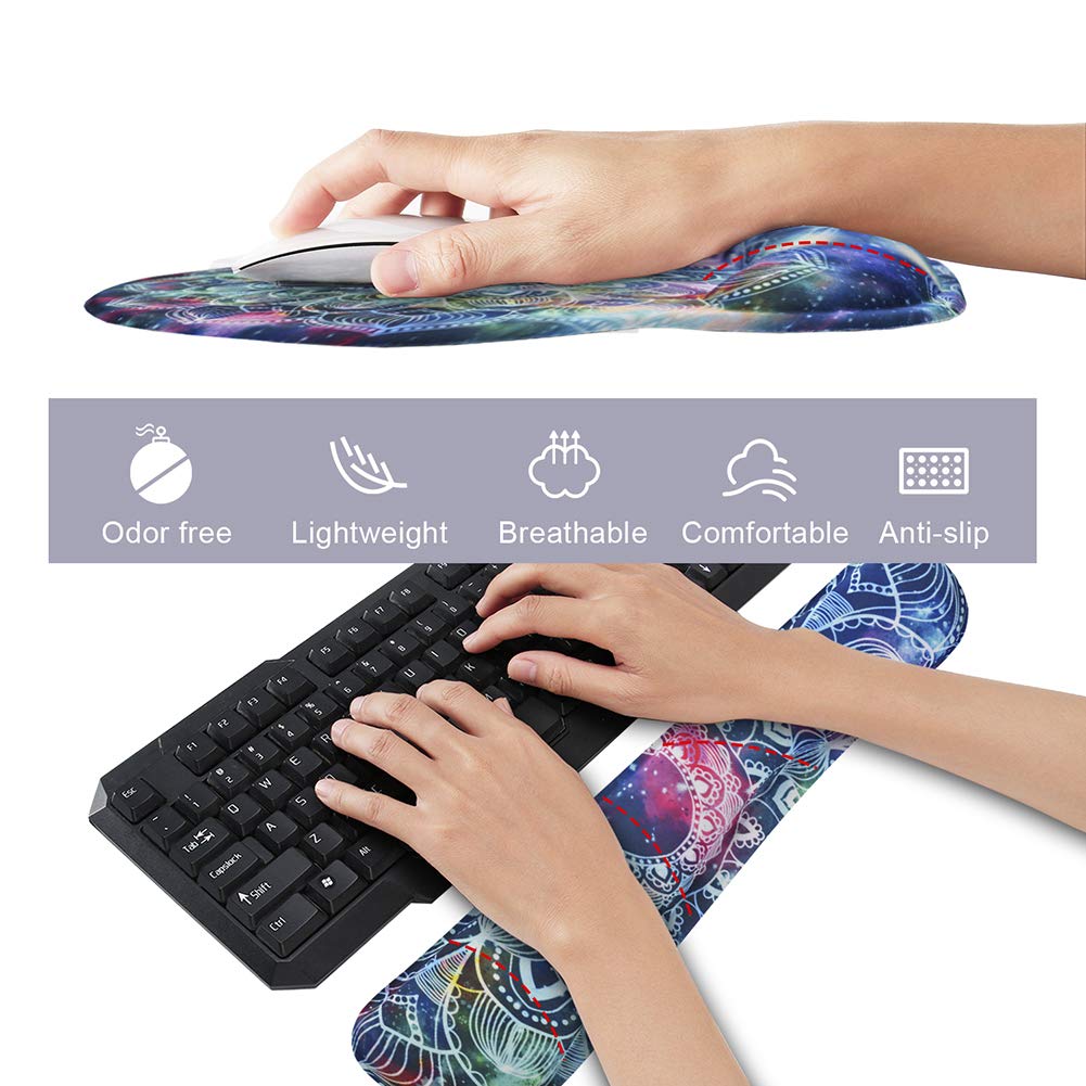 iVeze Keyboard Wrist Rest Pad and Mouse pad with Wrist Rest Support Set, Non Slip Rubber Base Wrist