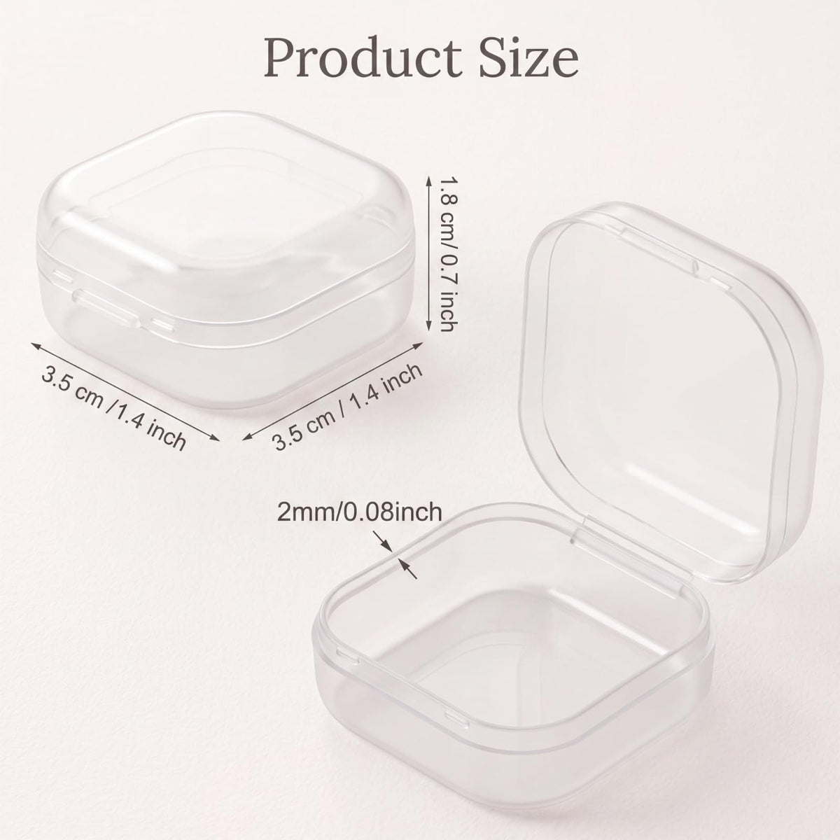 Jetec 120 Pieces Small Clear Plastic Storage Box, 1.4 x 1.4 x 0.7 Inch