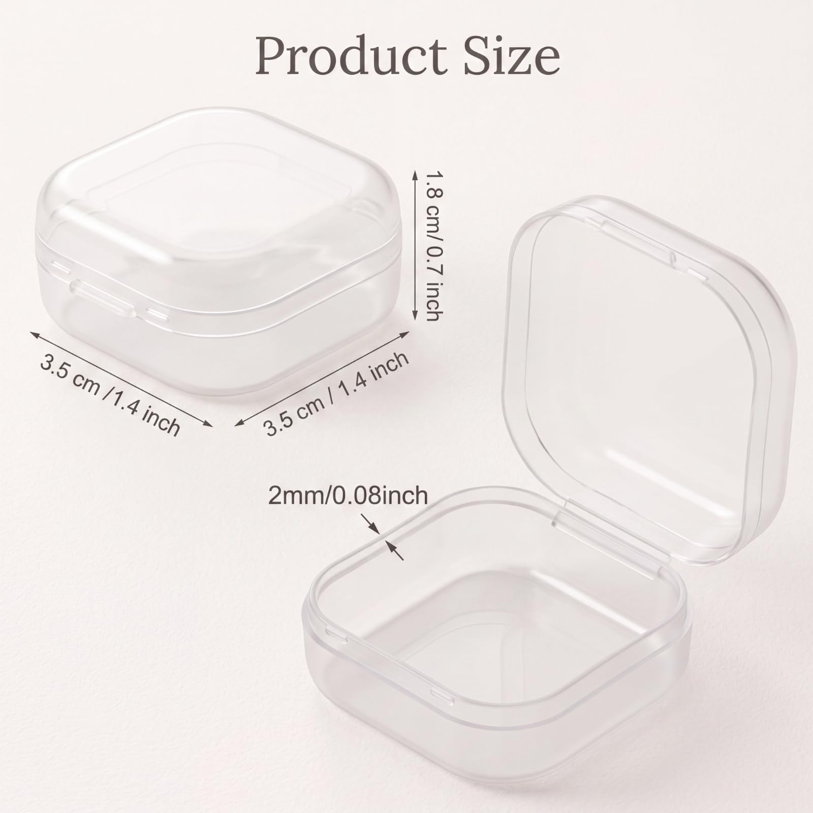 Jetec 120 Pieces Small Clear Plastic Storage Box, 1.4 x 1.4 x 0.7 Inch