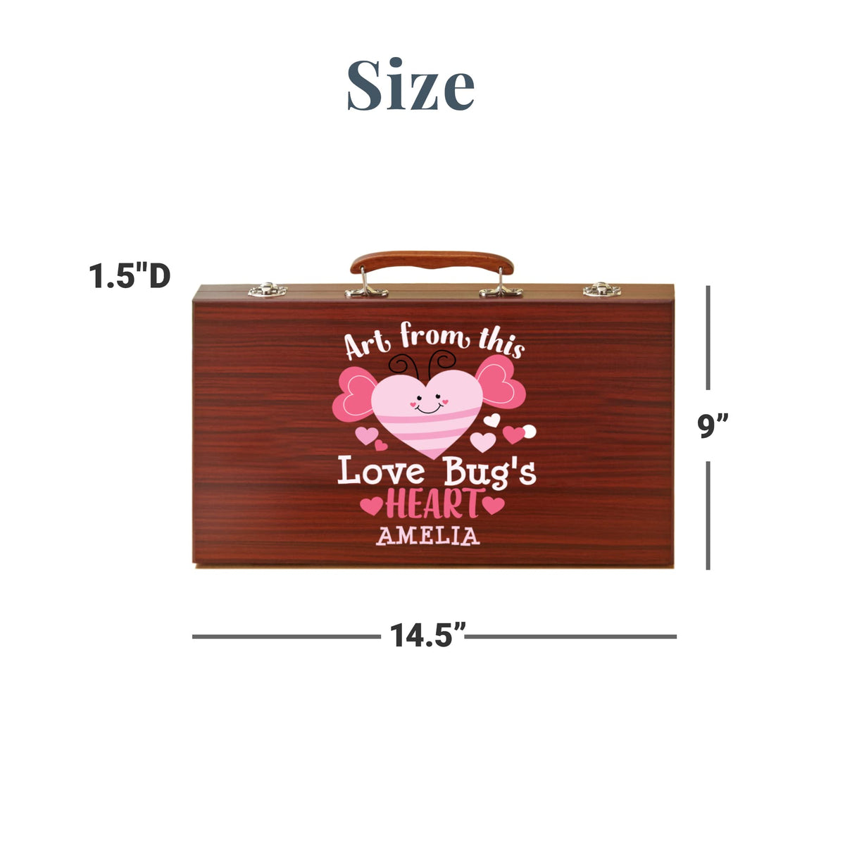 Let's Make Memories Personalized 80-Piece Deluxe Art Set - for Kids - Wood Carrying Case - Oil