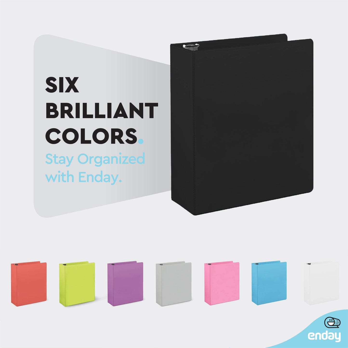 Enday 2 Inch 3 Ring Binder, Black Heavy Duty Three Ring Binder, 480 Sheets Capacity - 2 Inch Binder