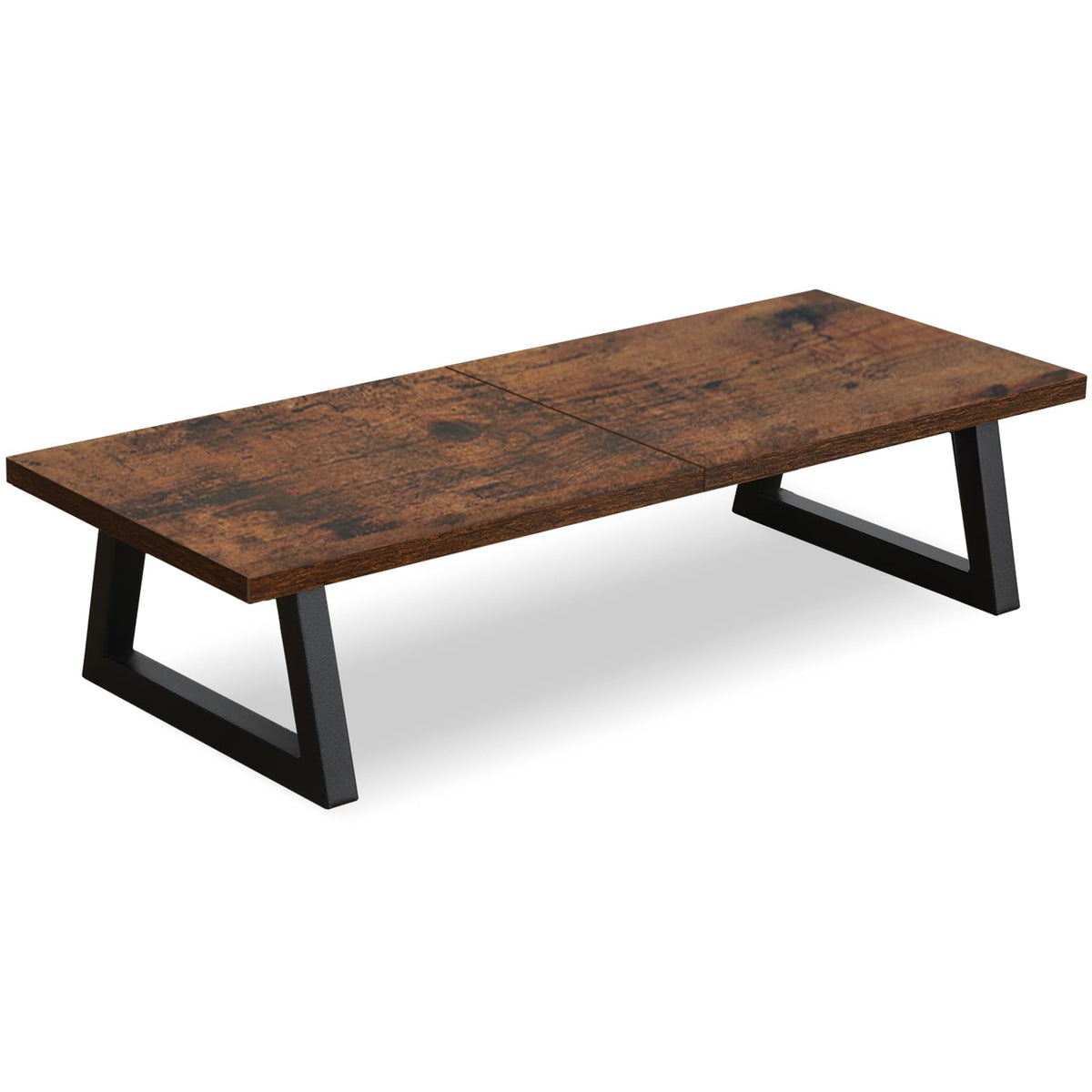 TEAMIX 24 inch Monitor Riser for Desk, Wood & Steel Computer/TV Stand Brown