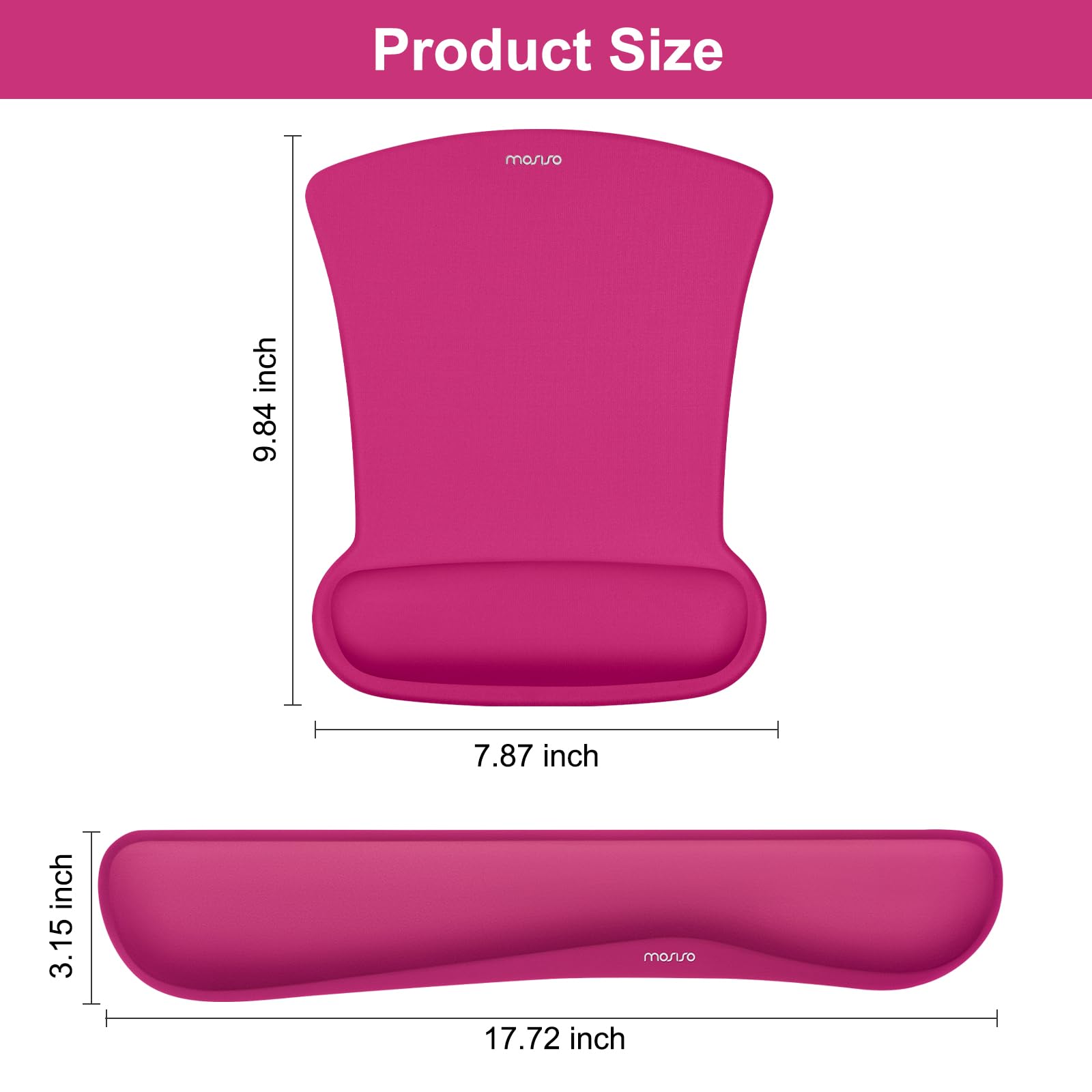 MOSISO Wrist Rest Support for Mouse Pad & Keyboard Set, Rose Red