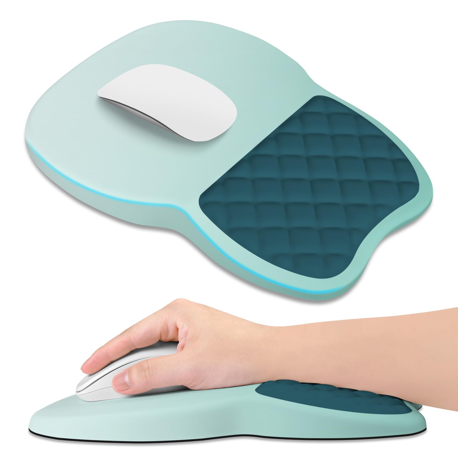 ITNRSIIET Ergonomic Mouse Pad Wrist Support with Memory Foam Massage Bulge & Non-Slip PU Base