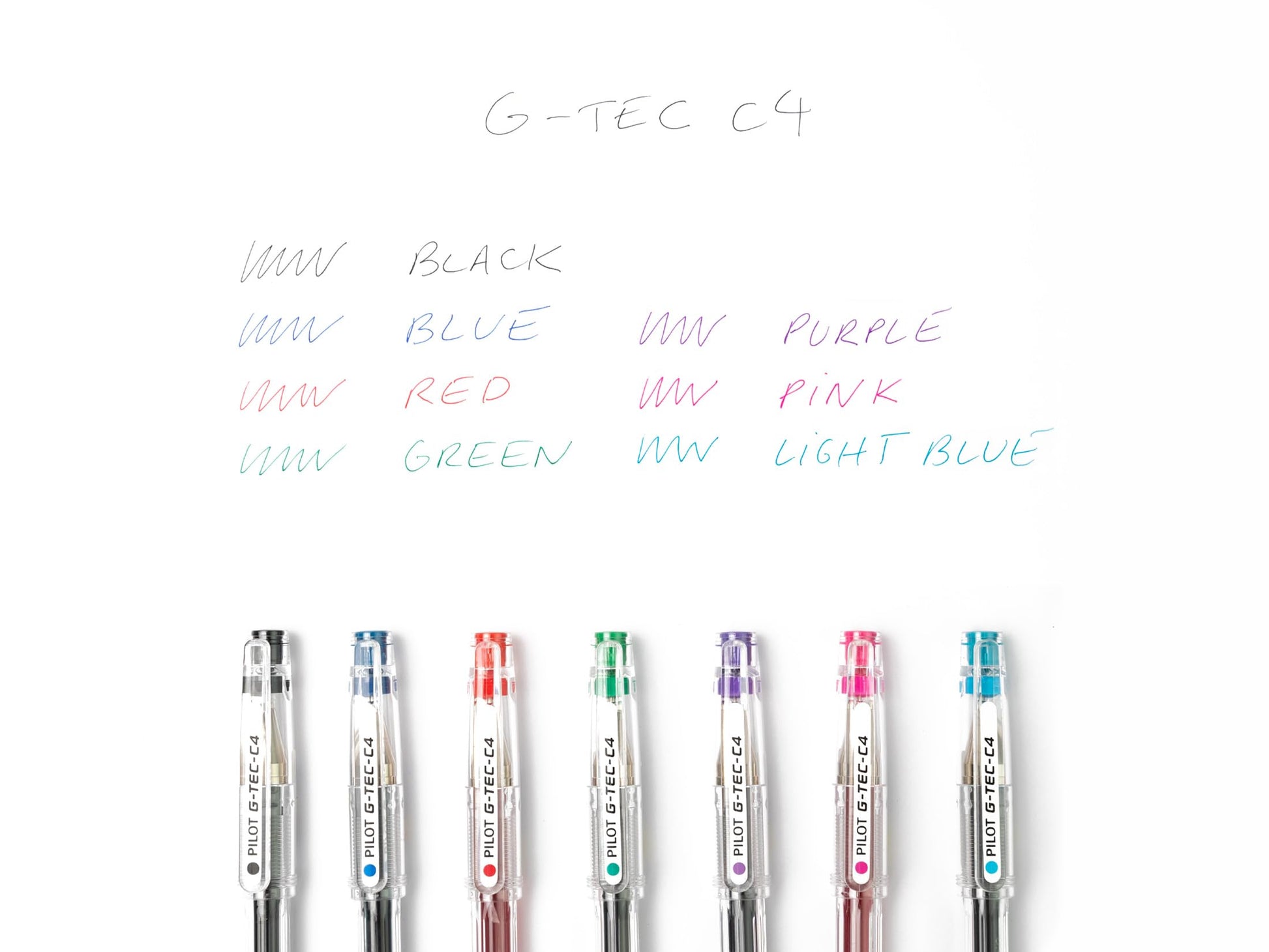 Pilot 0.4 mm C4 Gtec Gel Rollerball Tip - Black/Blue/Red/Green (Pack of 4)