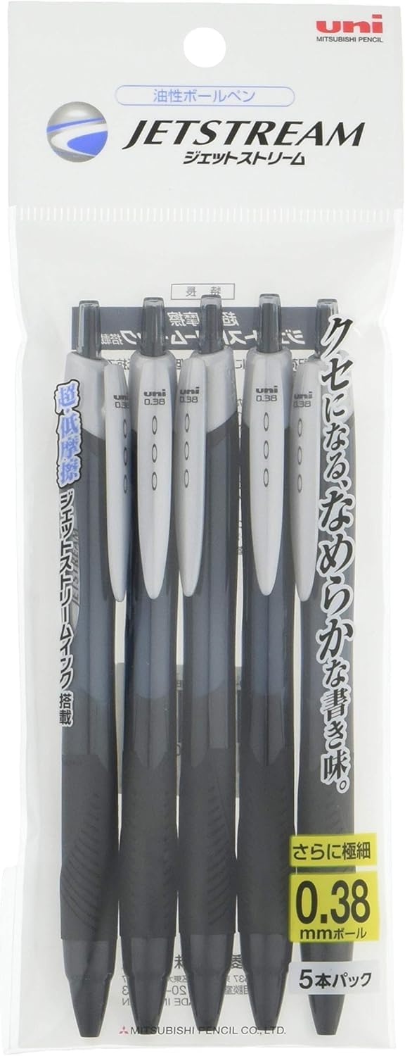 三菱鉛筆 Mitsubishi Pencil SXN150385P.24 Permanent Ballpoint Pen Jet Stream 5 Pens 0.38 Black Easy