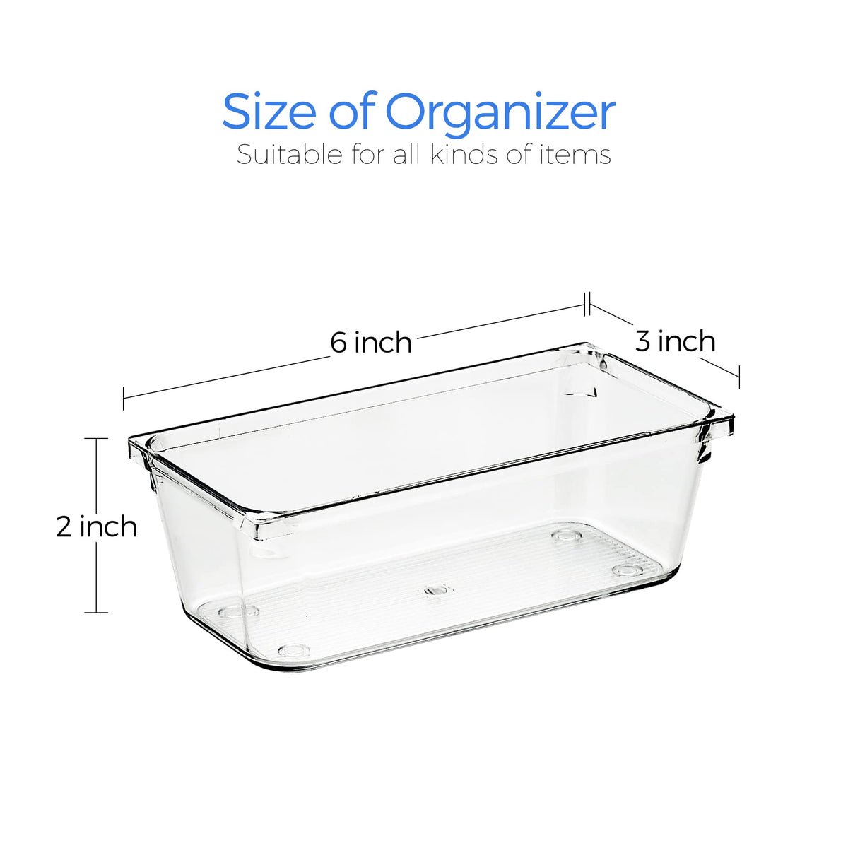Ravinte 6 Pack Drawer Organizer, 3" x 6" Plastic Storage Bins
