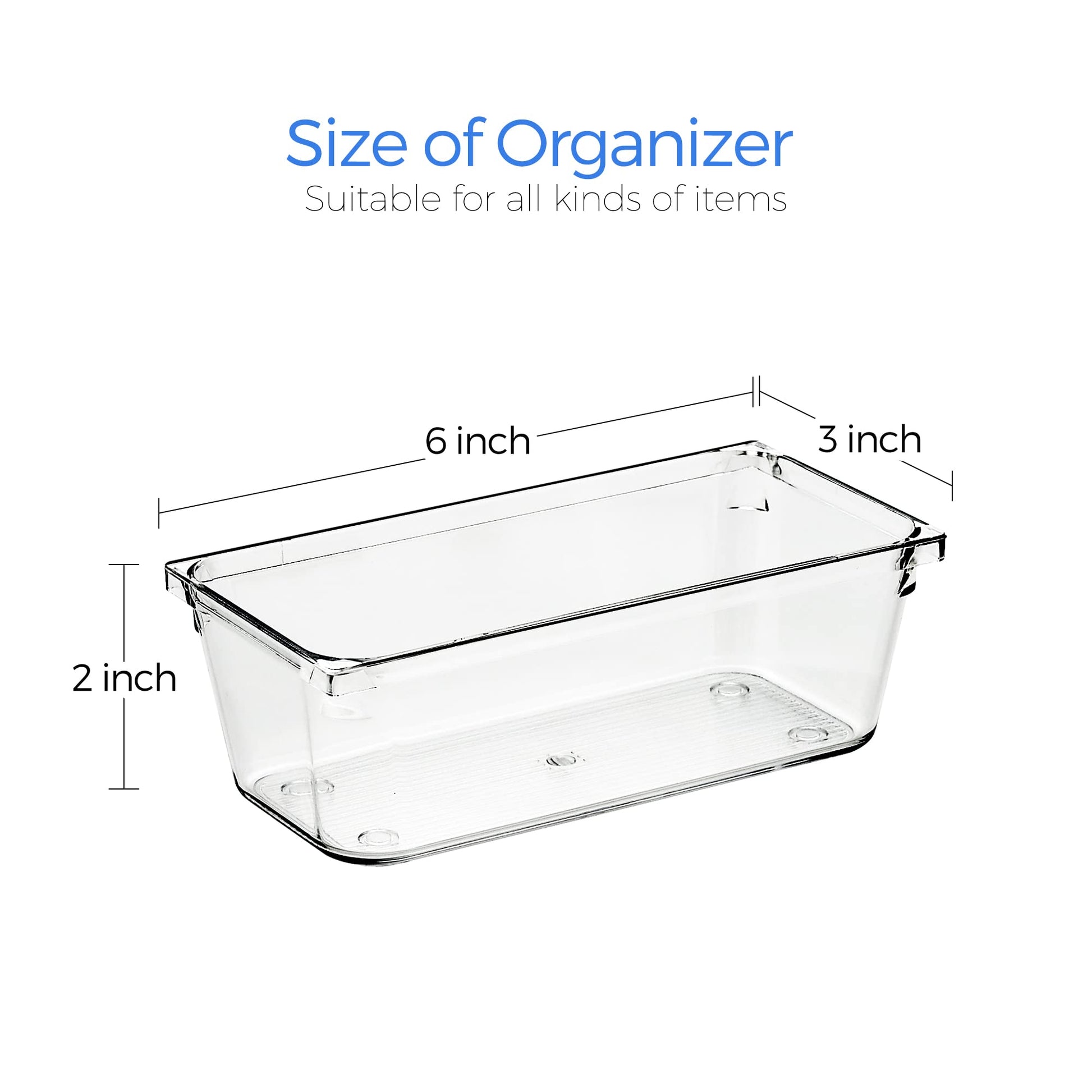 Ravinte 6 Pack Drawer Organizer, 3" x 6" Plastic Storage Bins