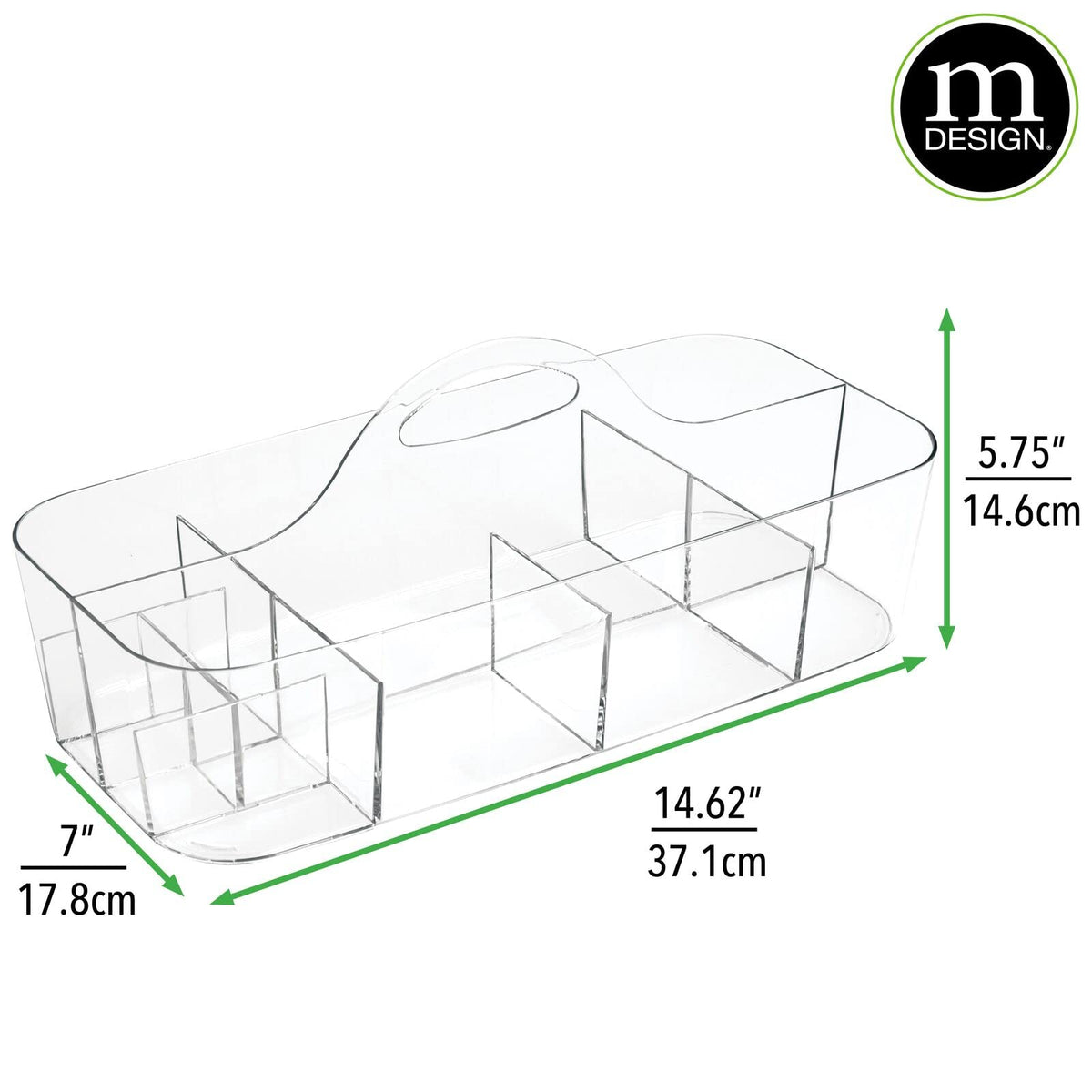 mDesign Plastic Divided Art and Craft Storage Organizer Caddy Tote Bin with Handle for Home Office
