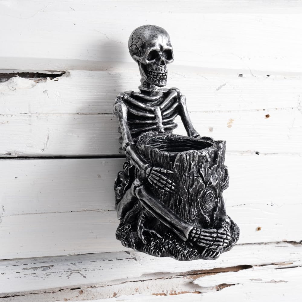 Arola Skull Pen Pencil Holder Skeleton Key Holder Makeup Brush Holder Home Office Desk Supplies
