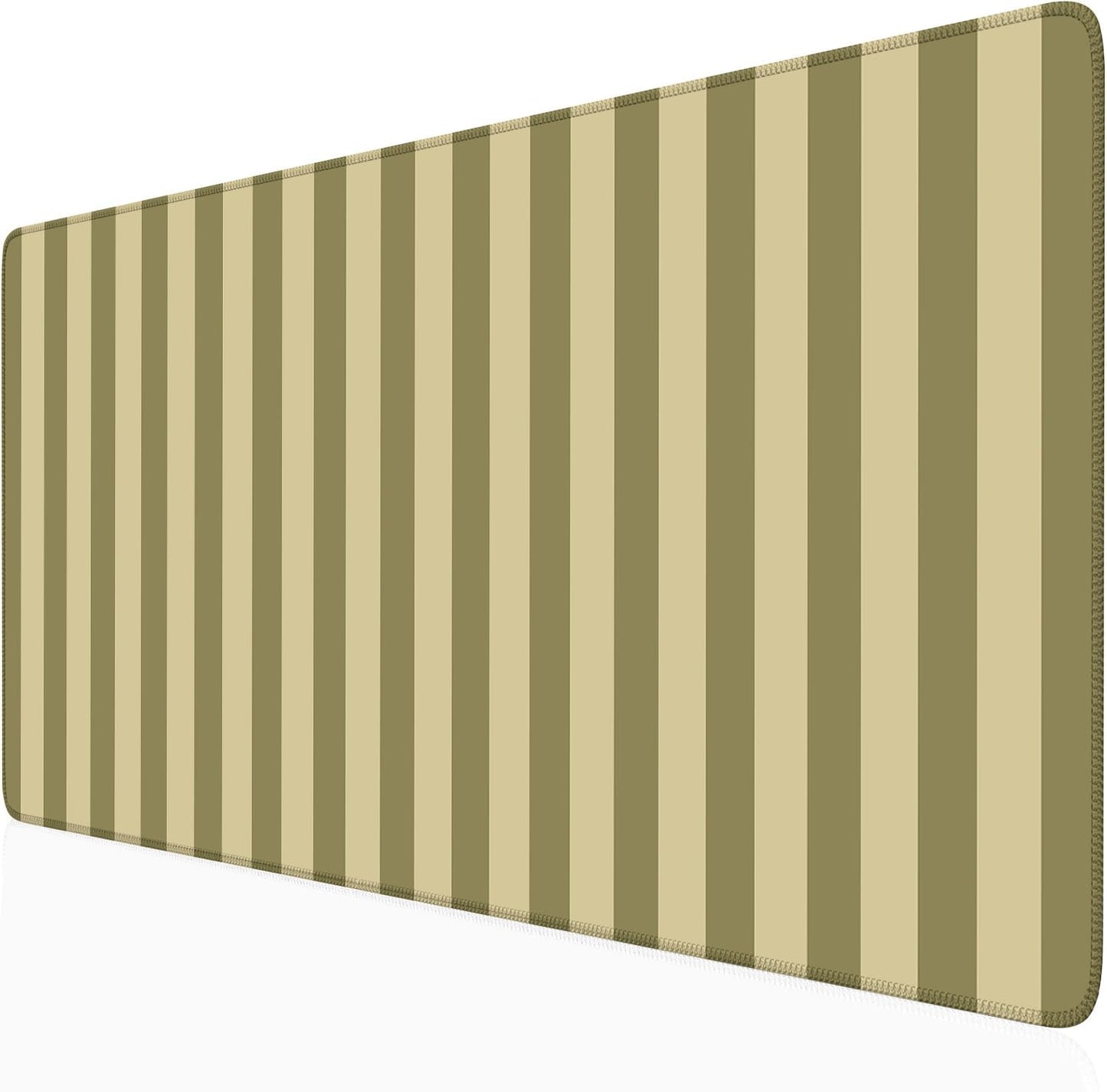 Olive Yellow Striped Desk Mat Cute Pastel XXL Large Gaming Mouse Pad Desk Pad Kawaii Cozy Aesthetic