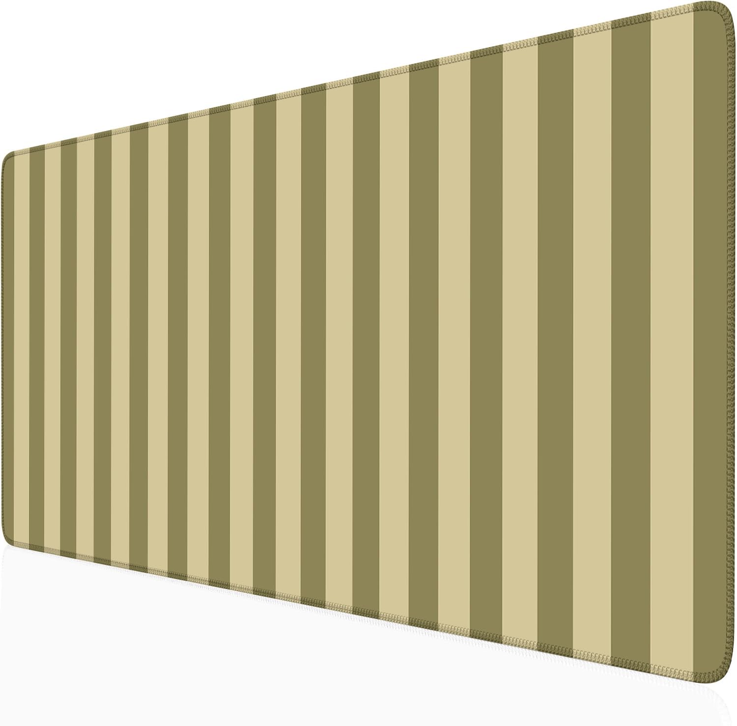 Olive Yellow Striped Desk Mat Cute Pastel XXL Large Gaming Mouse Pad Desk Pad Kawaii Cozy Aesthetic