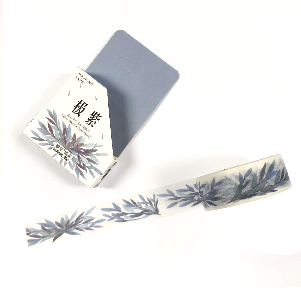 Wrapables Flowers and Greens Washi Masking Tape, 15mm x 7m Gray Twiglets