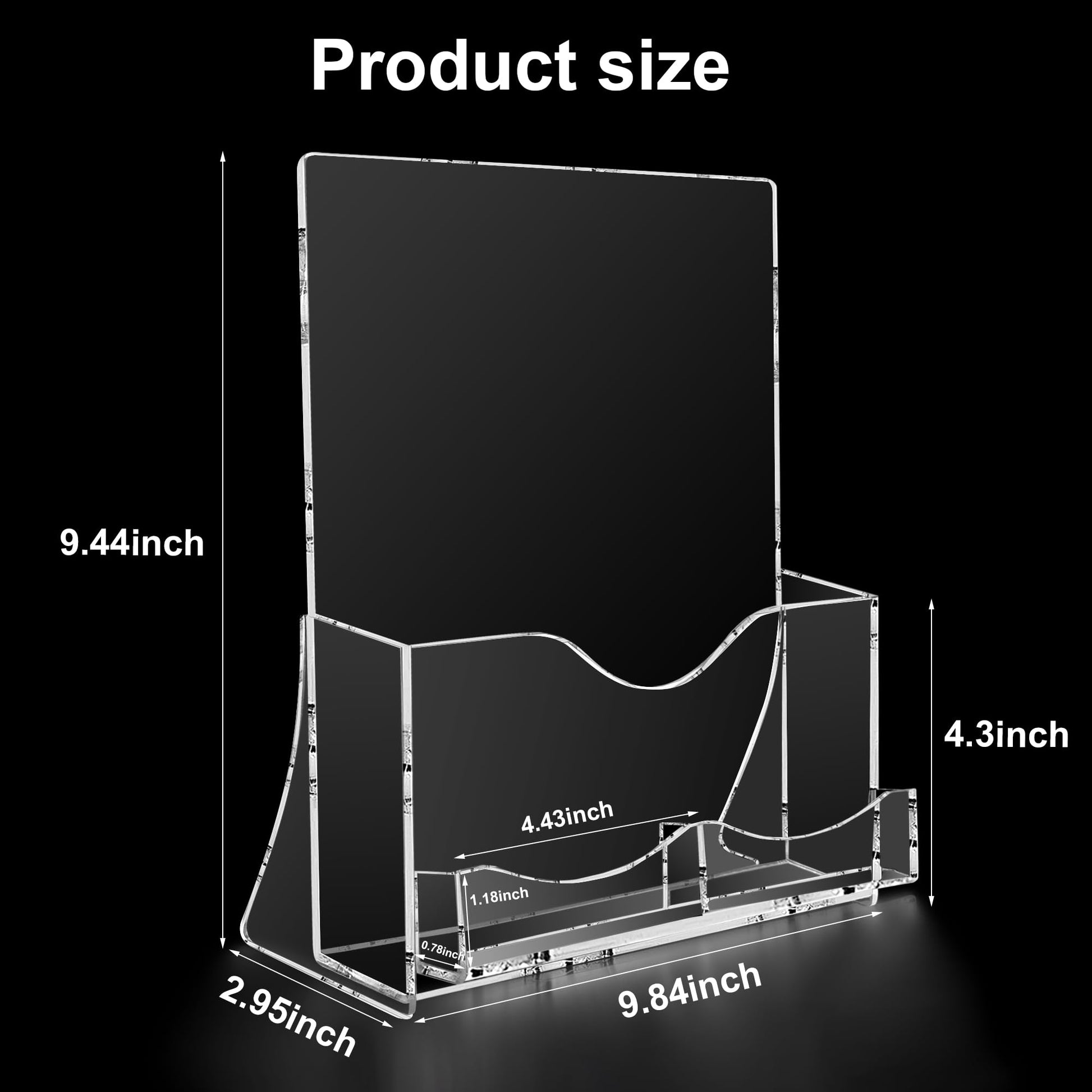 zavekia 2 Pack Acrylic Brochure Holder With business card holder, 8.5 x 11 inches Clear Acrylic