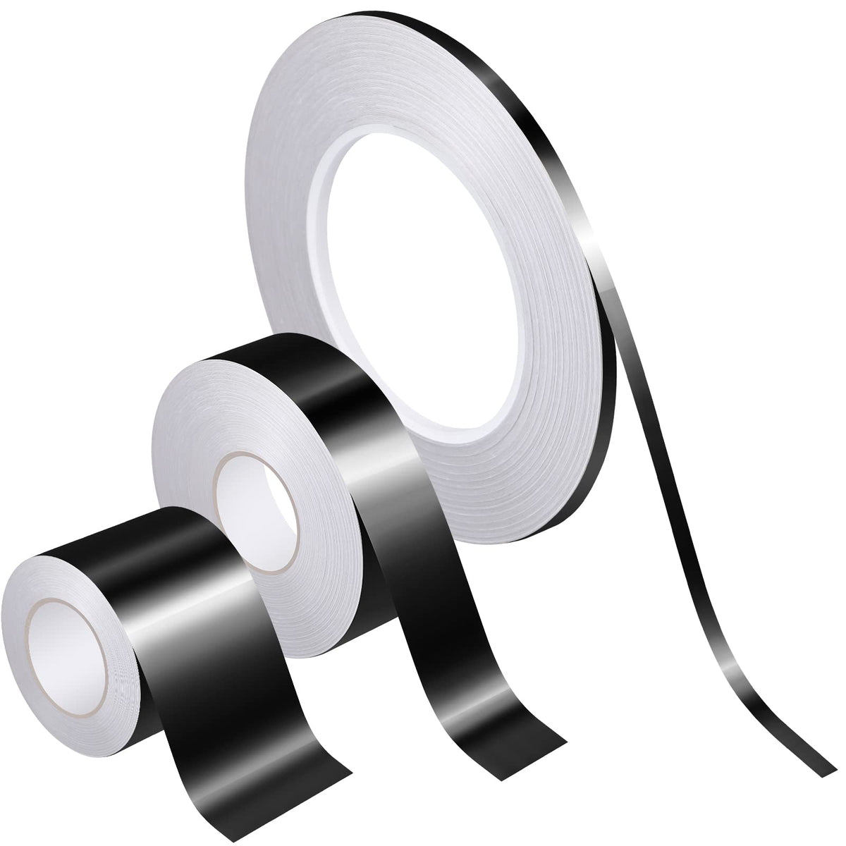 Zonon Black Washi Tape for Wall Decor Metallic Trim Self Adhesive 5/20/35mm