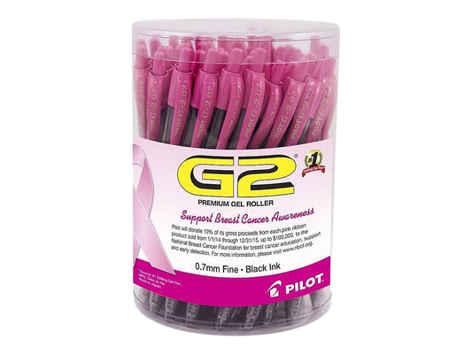 PILOT G2 Premium Rolling Ball Gel Pens, Fine Point 0.7mm, Pink/Black Ink, 48-Pack