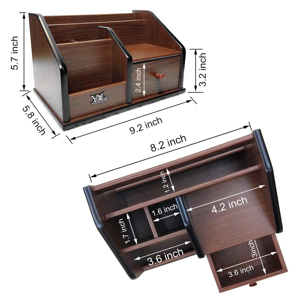 YCL YUCHUNLIN Wooden desk organizer with Drawer,Multifunctional Office & Home Storage Organizer as