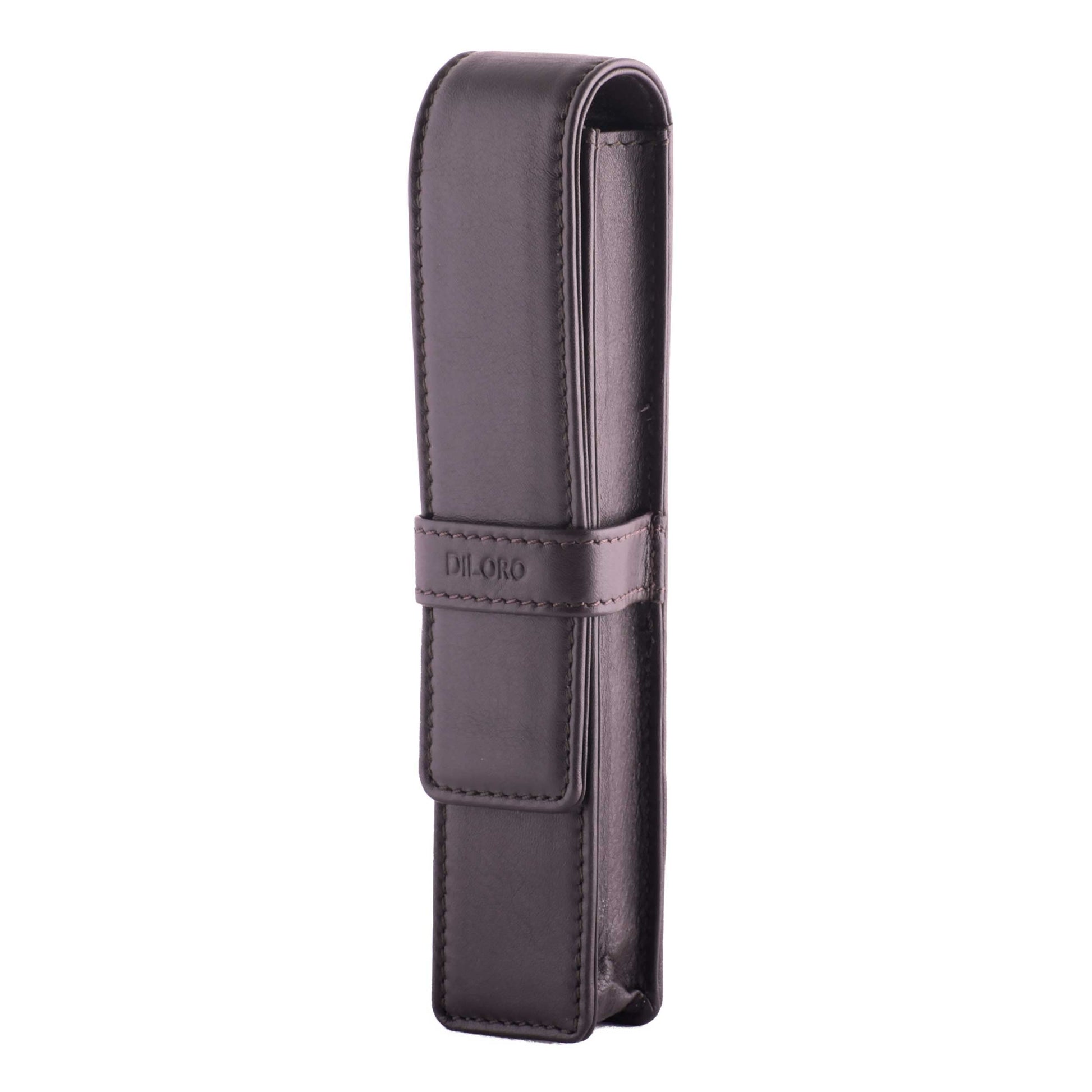 DiLoro Leather Single Pen Case Pencil Pouch Holder for One Fountain Ballpoint Rollerball Pen and