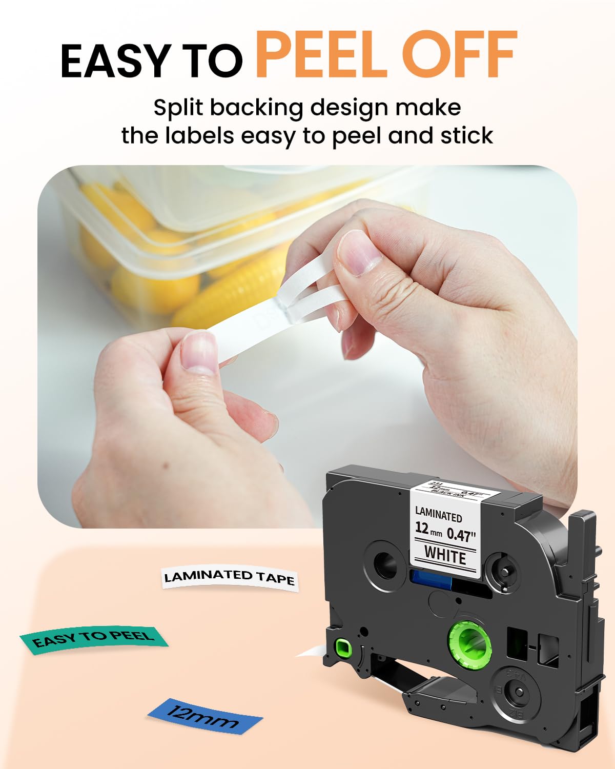 Replacement for Brother P Touch Label Tape 12mm 0.47'' Laminated Colored