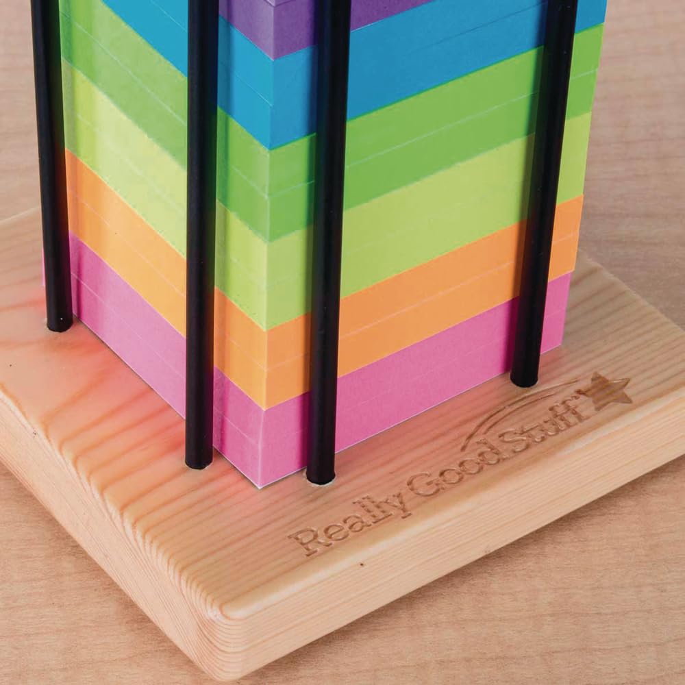 Really Good Stuff Sticky Note Tower - 1 Tower, 5"W by 5"D by 1"H, Notes Holder, Office And School
