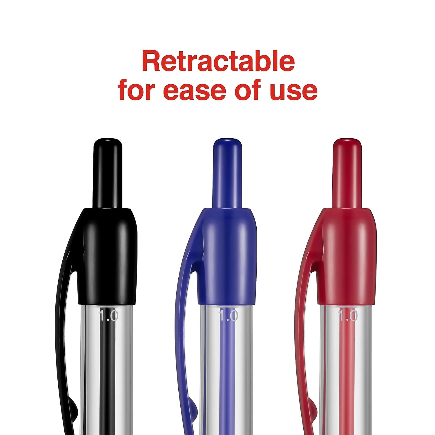 Staples Retractable Ballpoint Pens, Medium 1.0mm, Assorted Ink, 50-Pk