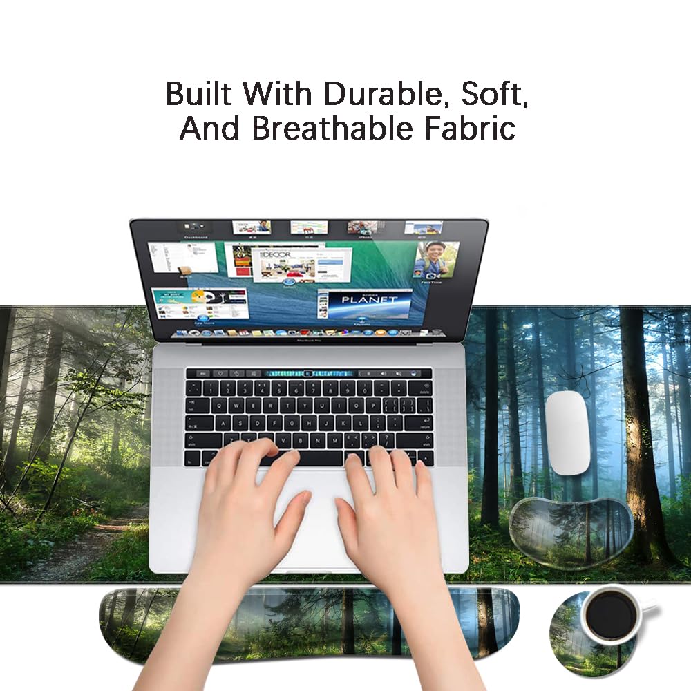 MIBITRI Keyboard Mouse Pad Set, Extended Gaming Mouse Pad+Ergonomics Keyboard Wrist Rest Support