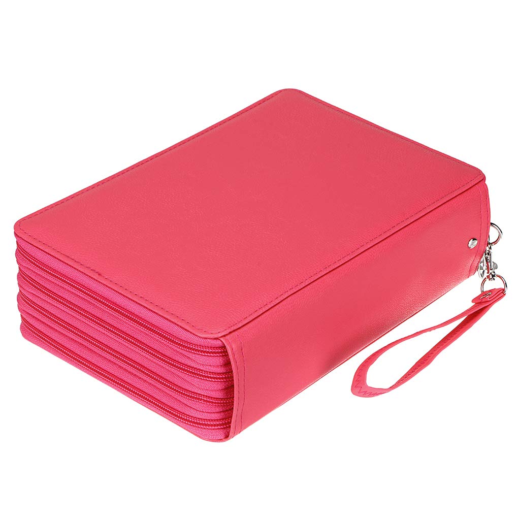 BTSKY 200 Slots Colored Pencil Organizer - Deluxe PU Leather Pencil Case