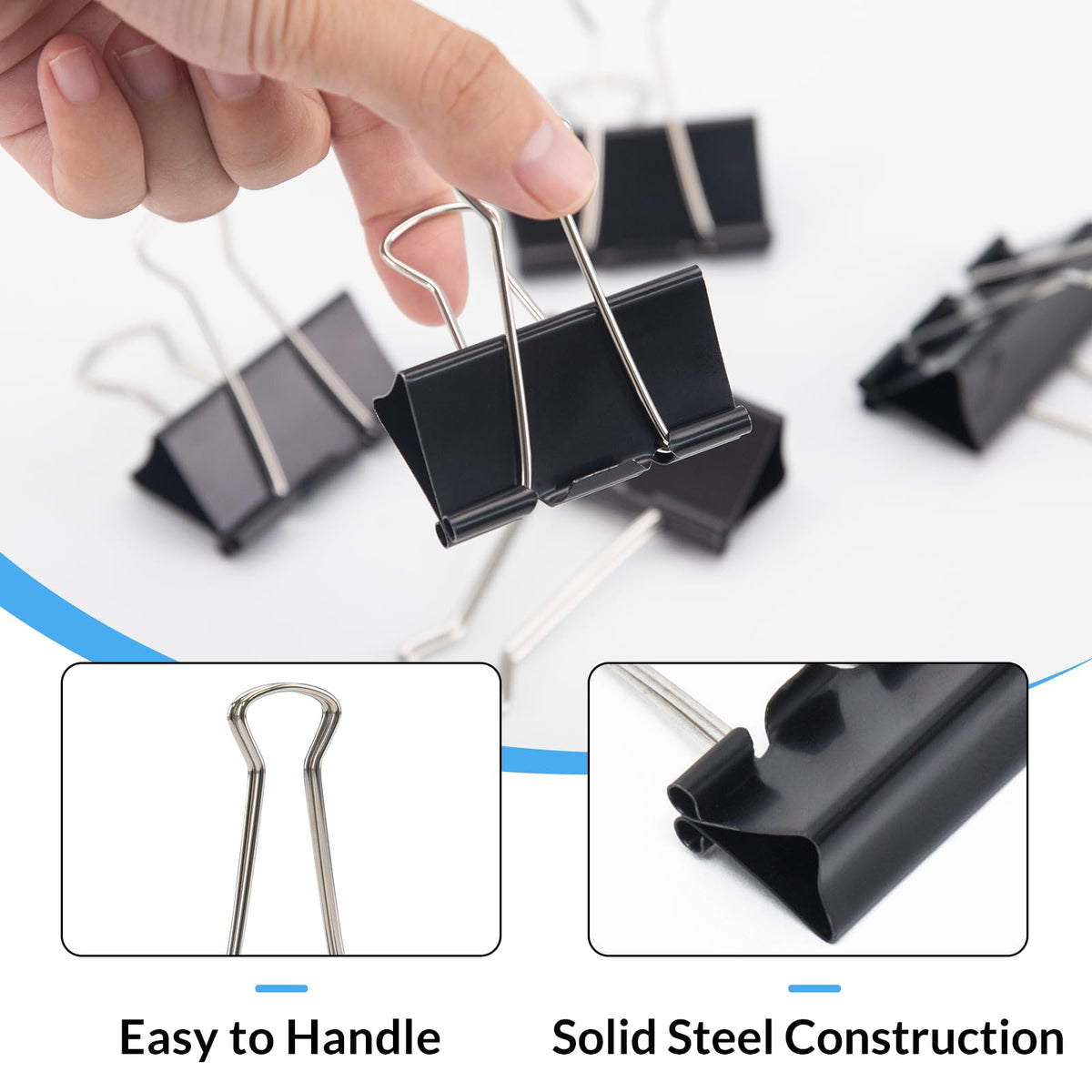 OWLKELA 40 Pack Binder Clips, 2 inch, Black