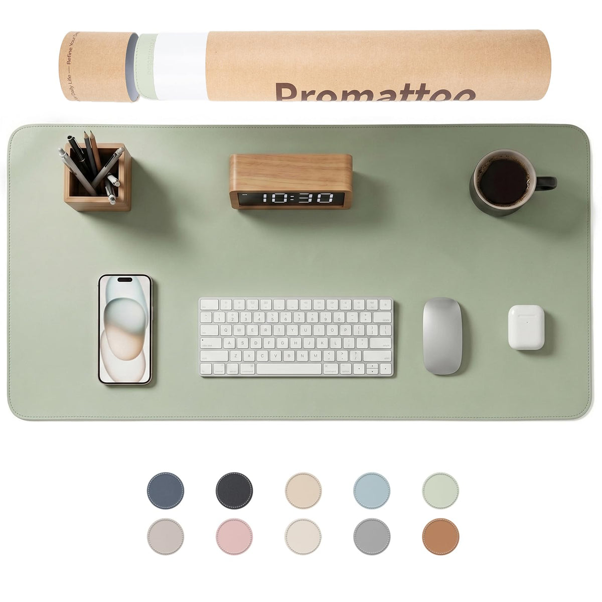 PROMATTOO Large Desk Pad Non-Slip Desk Mat Protector for Keyboard Mouse Waterproof Vegan Leather