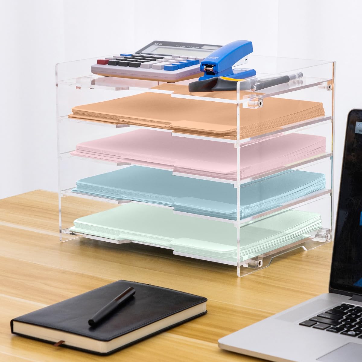 File Paper Organizer Letter Tray For Desk Office Supplies Folder Accessories Storage, Clear