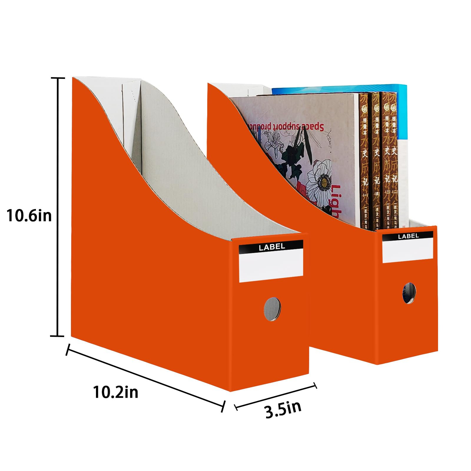 Limitliho 24 Pack Orange-Red Cardboard Magazine Holder for Desk or Shelves
