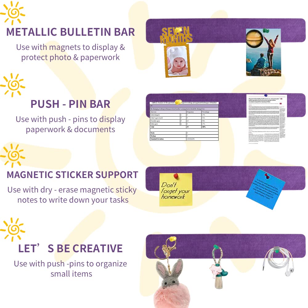 Vuzvuv 8Pcs Cork Bulletin Board Strips for Wall Office-Purple